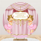 Lofaris Welcome Little Princess Pink Curtain Baby Shower Backdrop